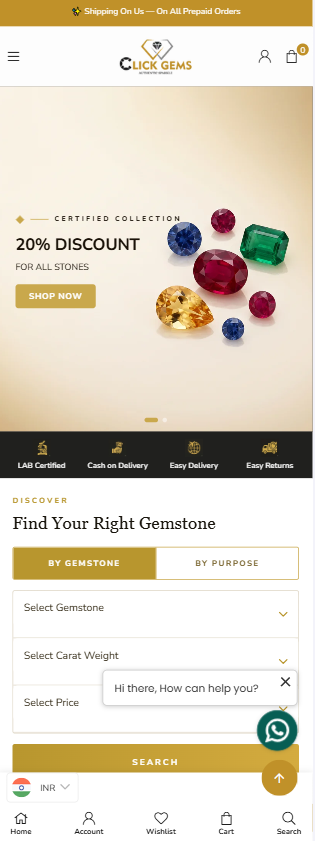 Click Gemstones mobile preview